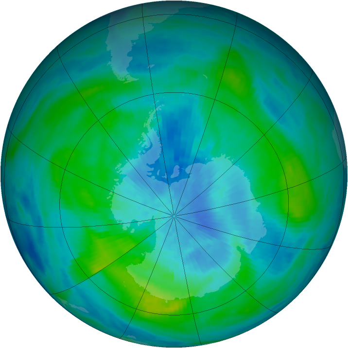 Antarctic ozone map for 08 March 1985